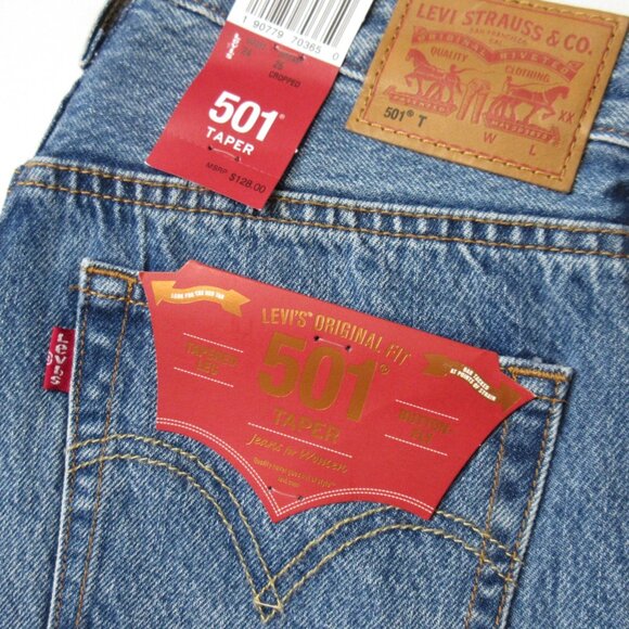 NWT Levi's 501 Taper Custom Blues Rose Embroidered Destroyed Boyfriend Jeans 24 - Picture 7 of 11